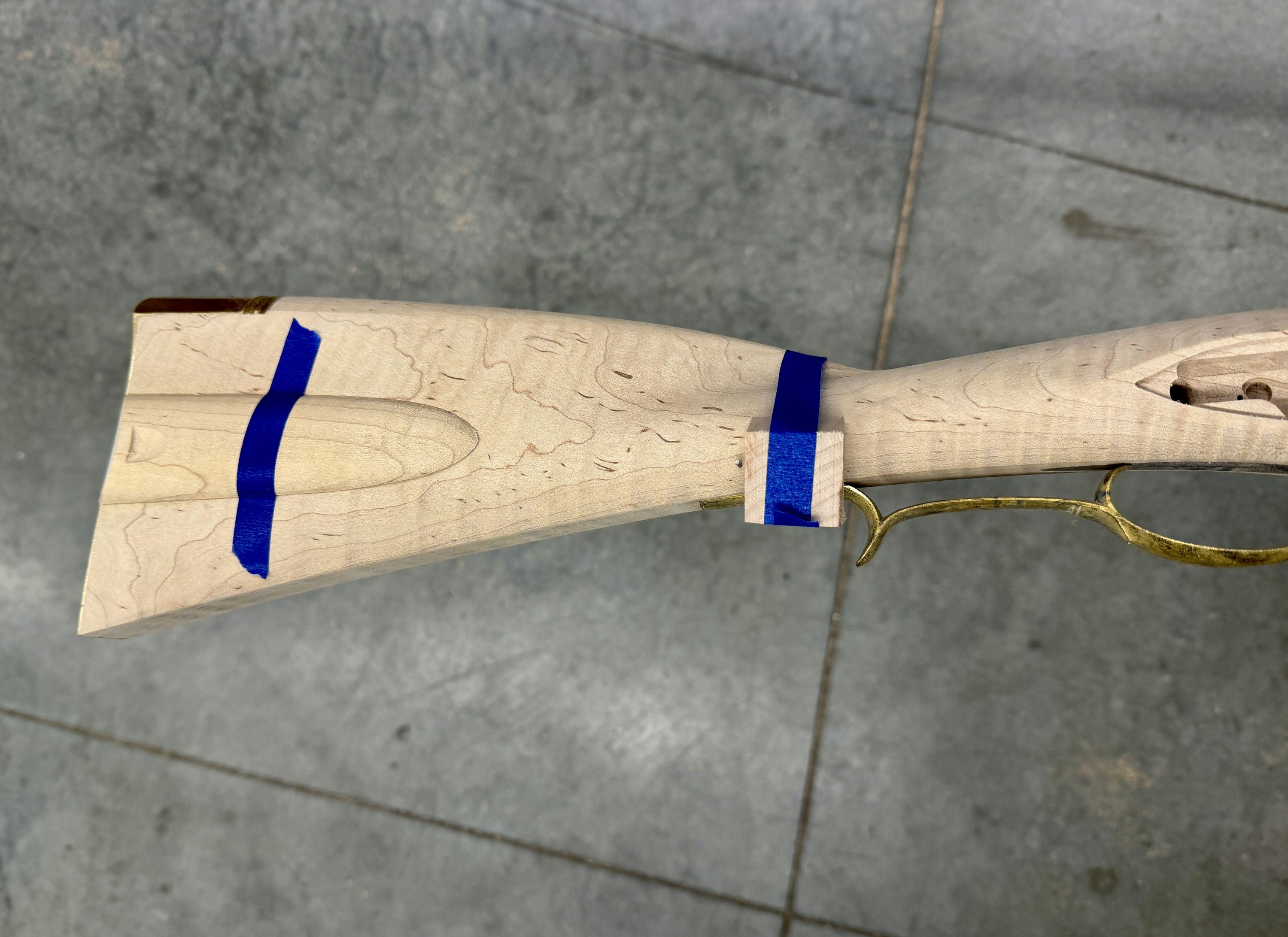 Kibler's Longrifles Quick Ship Woodsrunner Rifle kit #5031, .50 caliber Extra Fancy Maple stock, buttstock alternate view