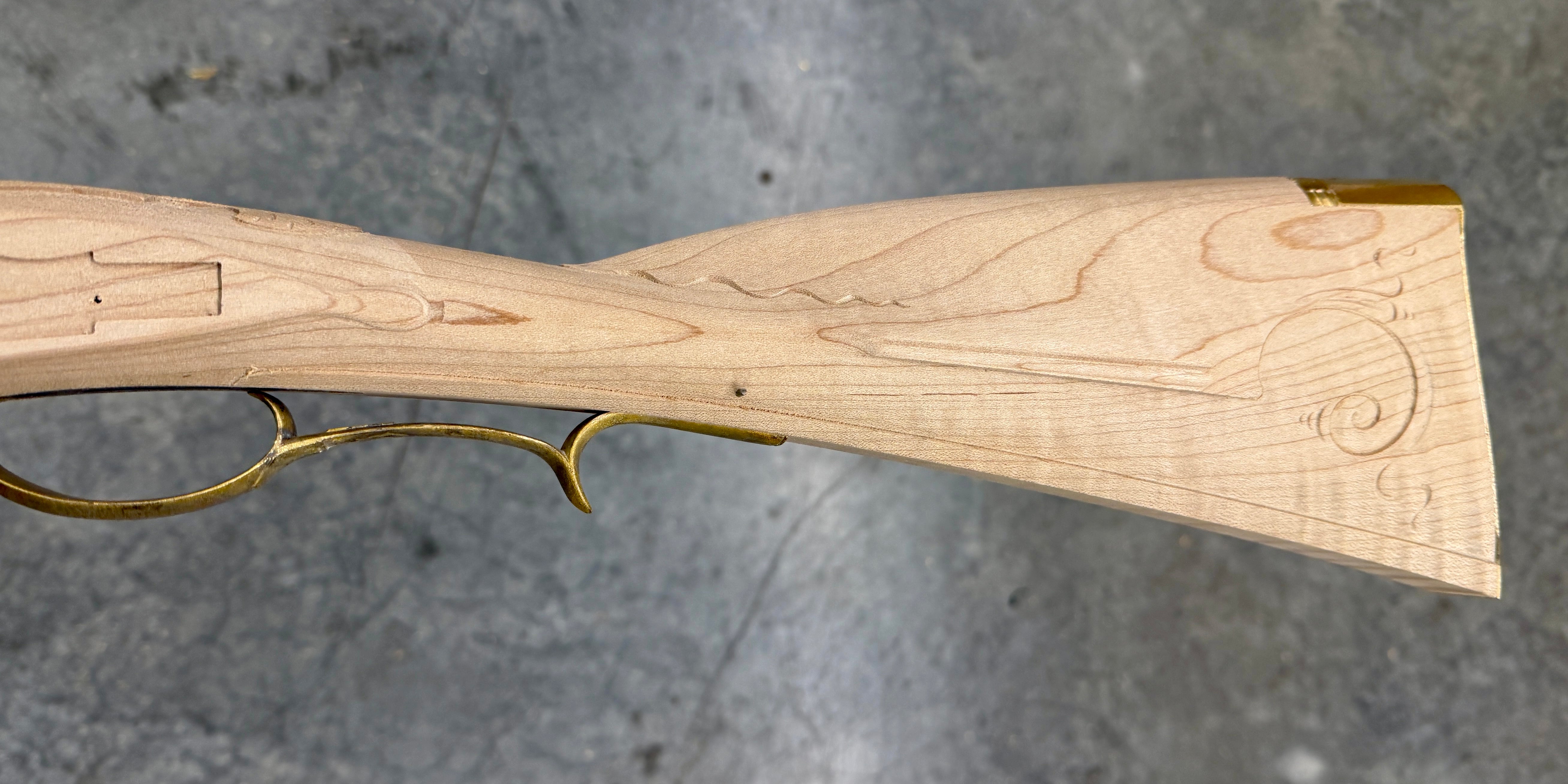 Kibler's Longrifles Quick Ship Carved Woodsrunner kit #5046, .54 Maple, buttstock profile