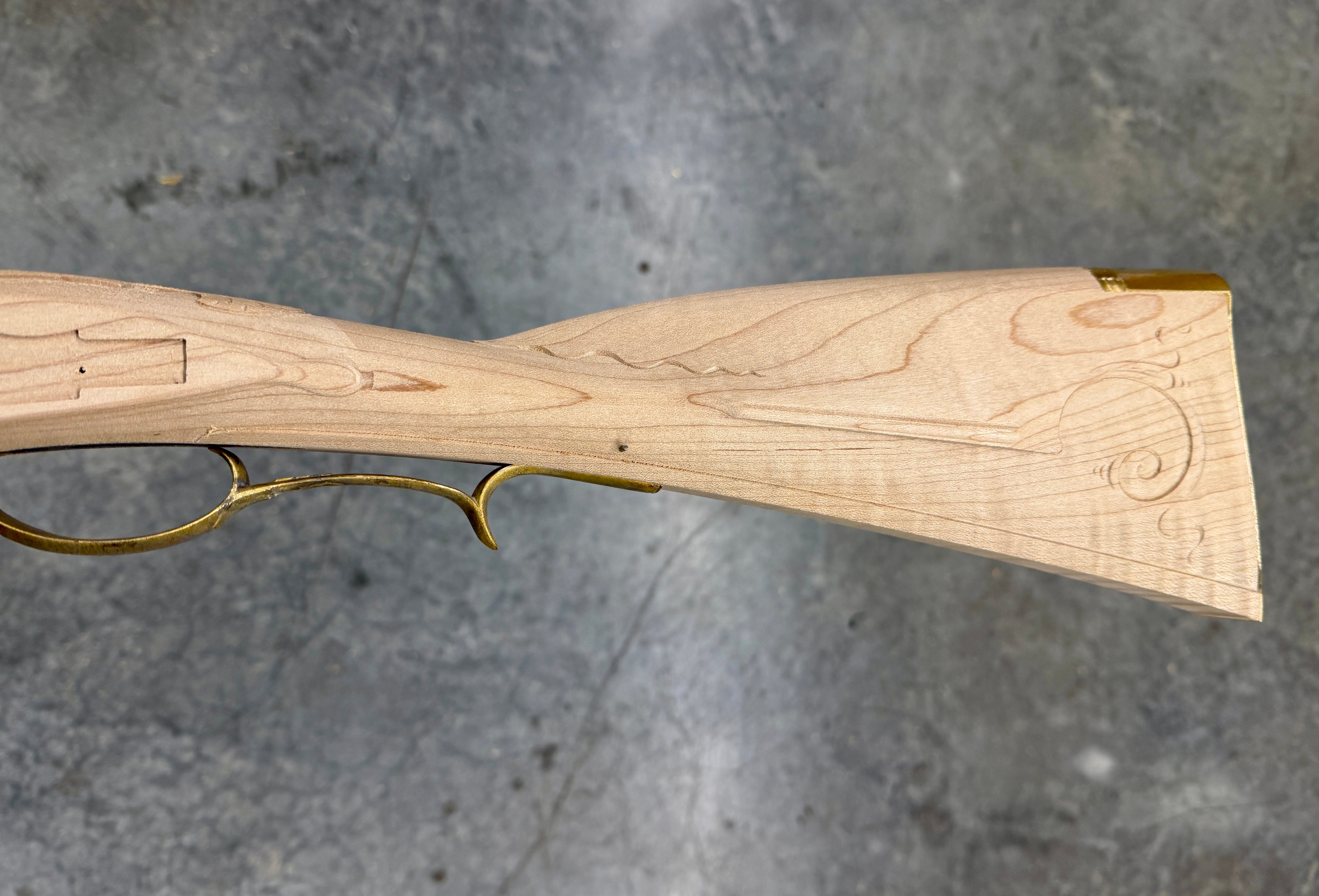 Kibler's Longrifles Quick Ship Carved Woodsrunner kit #5046, .54 Maple, buttstock profile