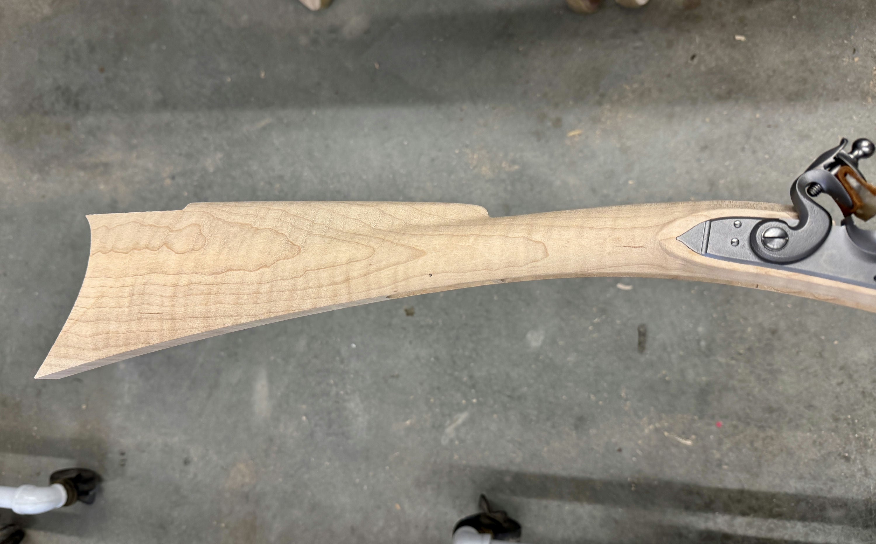 Kibler's Longrifles Quick Ship Southern Mountain Rifle kit #7044, .45 caliber Extra Fancy Maple stock, detail view