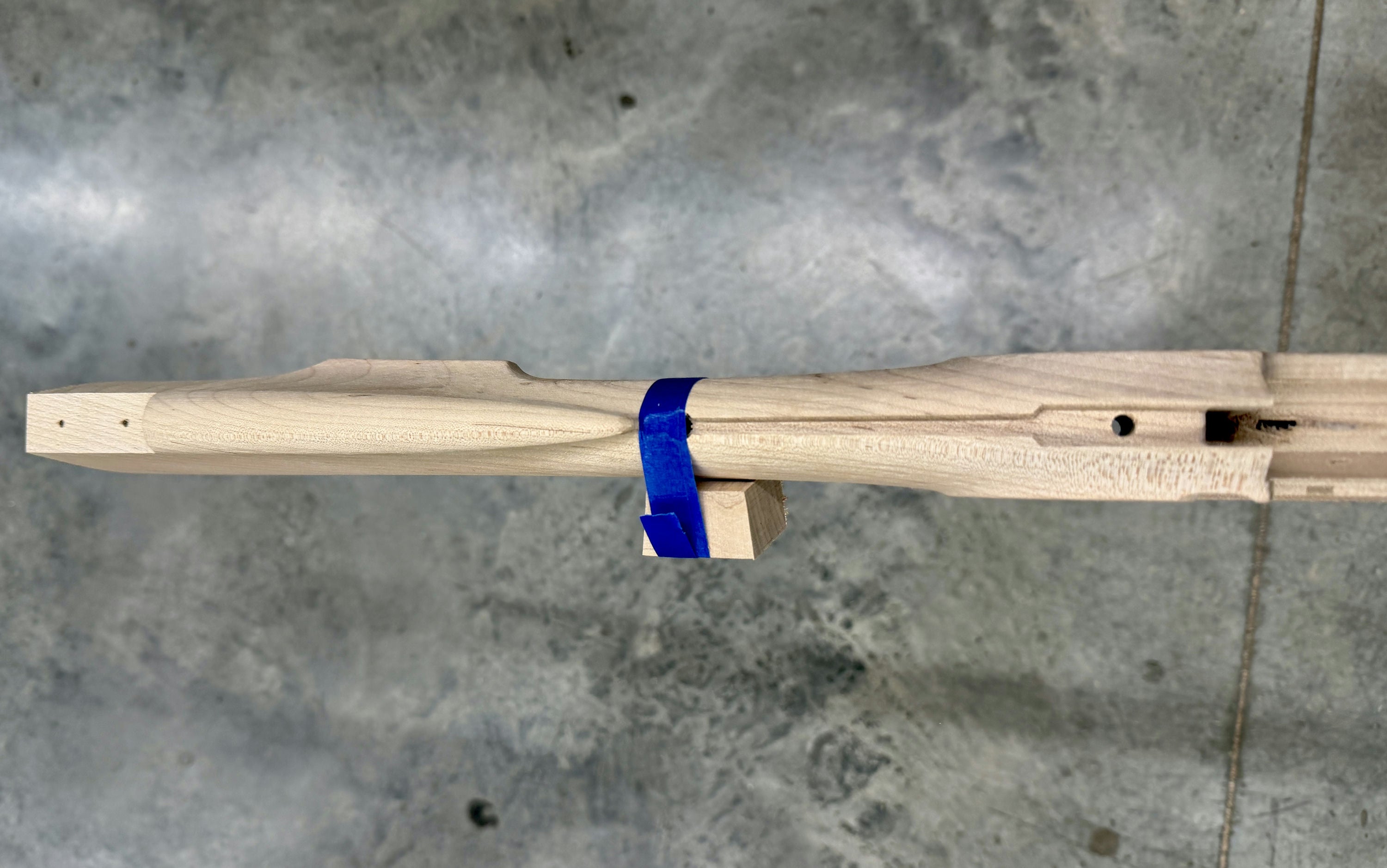 Kibler's Longrifles Quick Ship Southern Mountain Rifle kit #7045, .45 caliber Standard Maple stock, barrel channel area