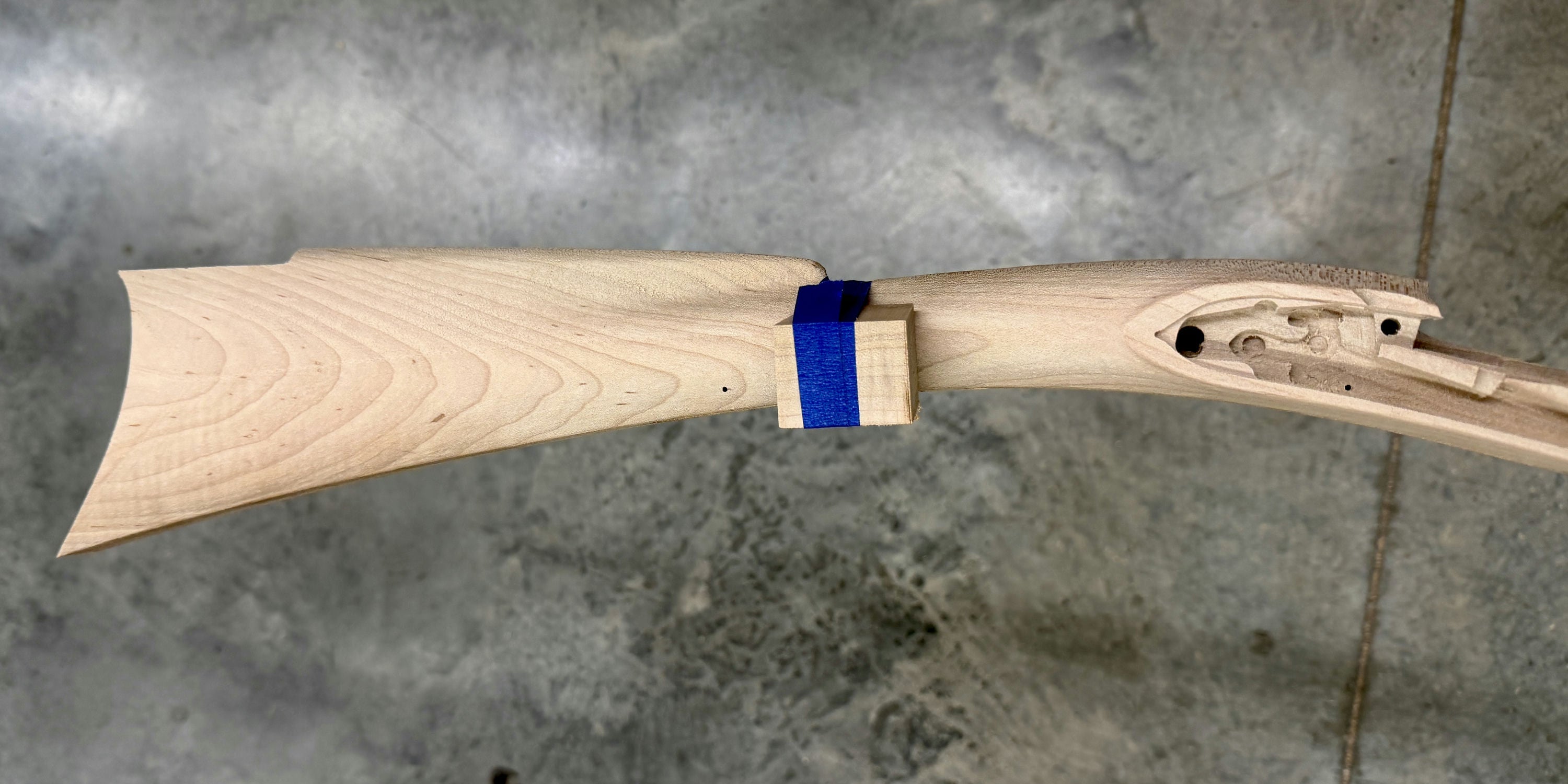 Kibler's Longrifles Quick Ship Southern Mountain Rifle kit #7045, .45 caliber Standard Maple stock, off-side buttstock and buttplate