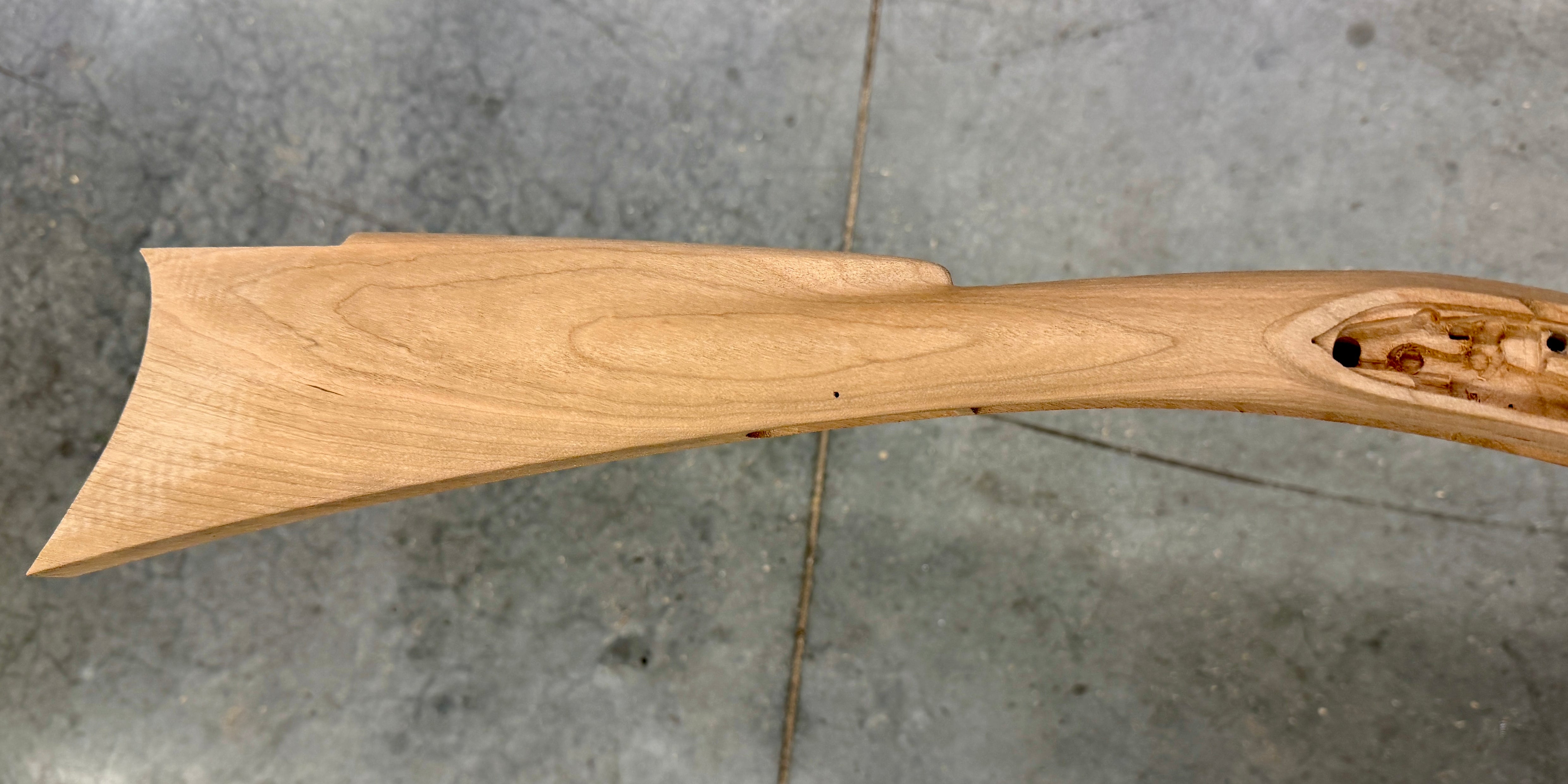 Kibler's Longrifles Quick Ship Southern Mountain Rifle kit #7052, .45 Cherry, buttstock detail