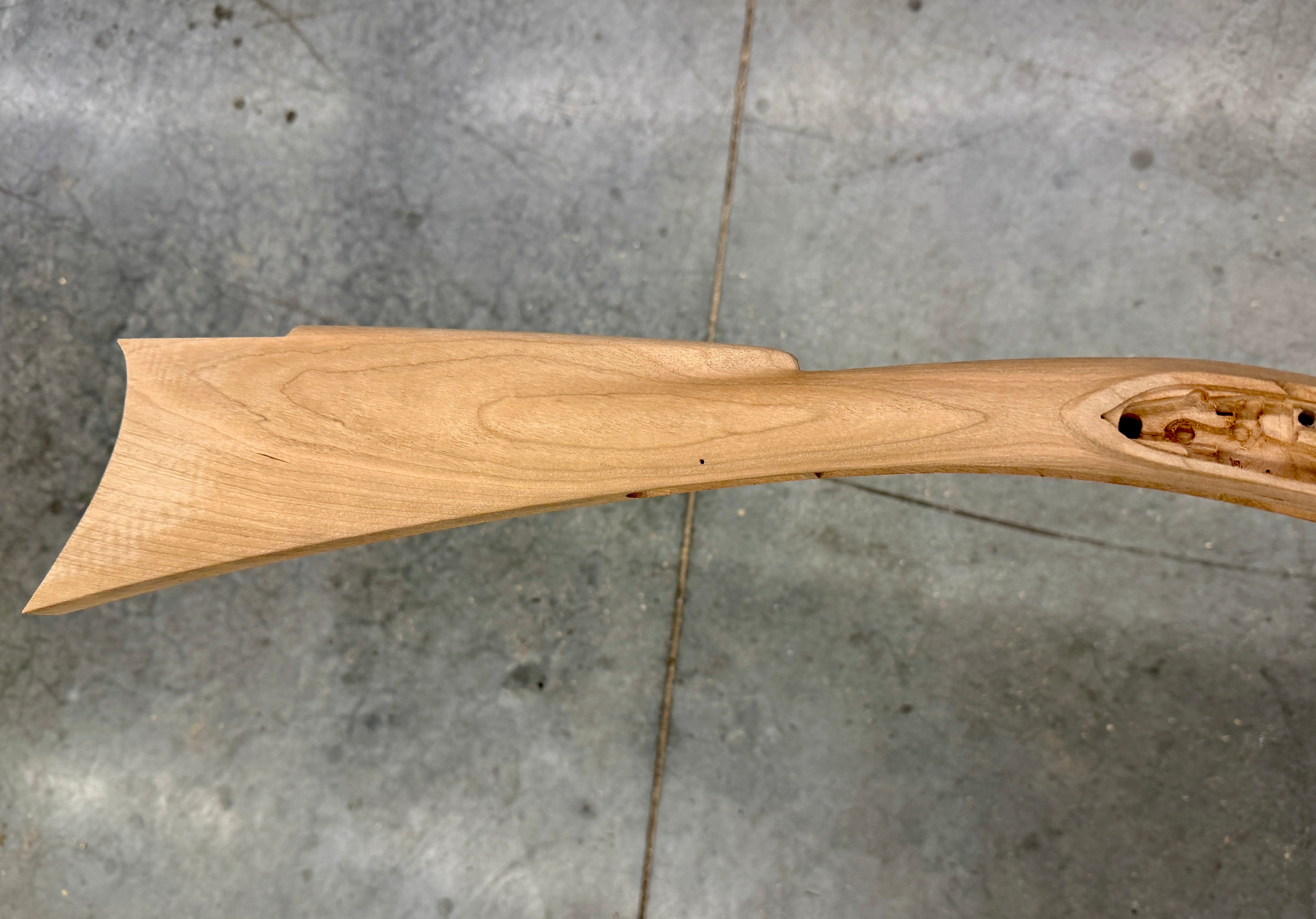 Kibler's Longrifles Quick Ship Southern Mountain Rifle kit #7052, .45 Cherry, buttstock detail